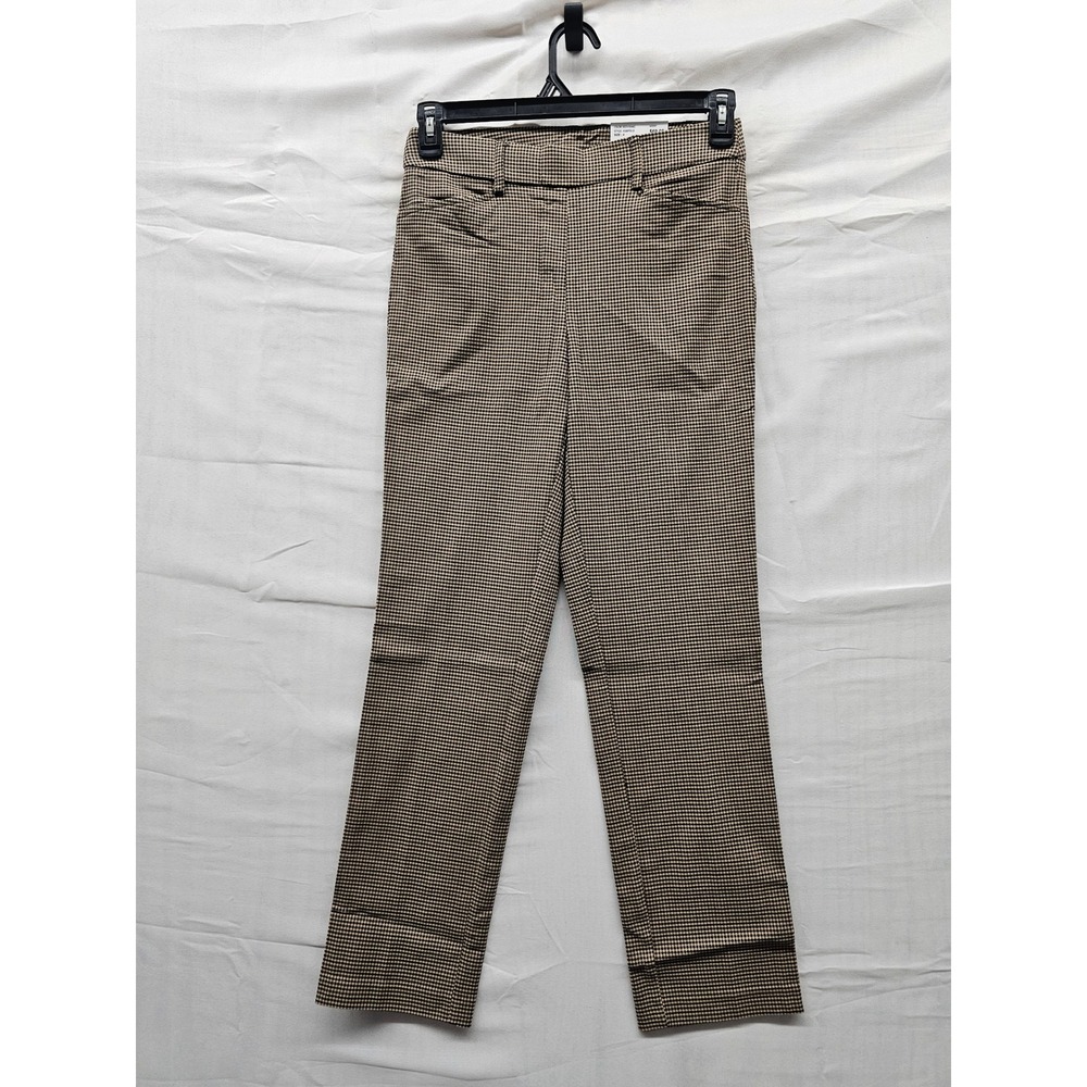 Rafaella Womens Houndstooth Stretch Pants Khaki Viscose Blend Casual Size 4